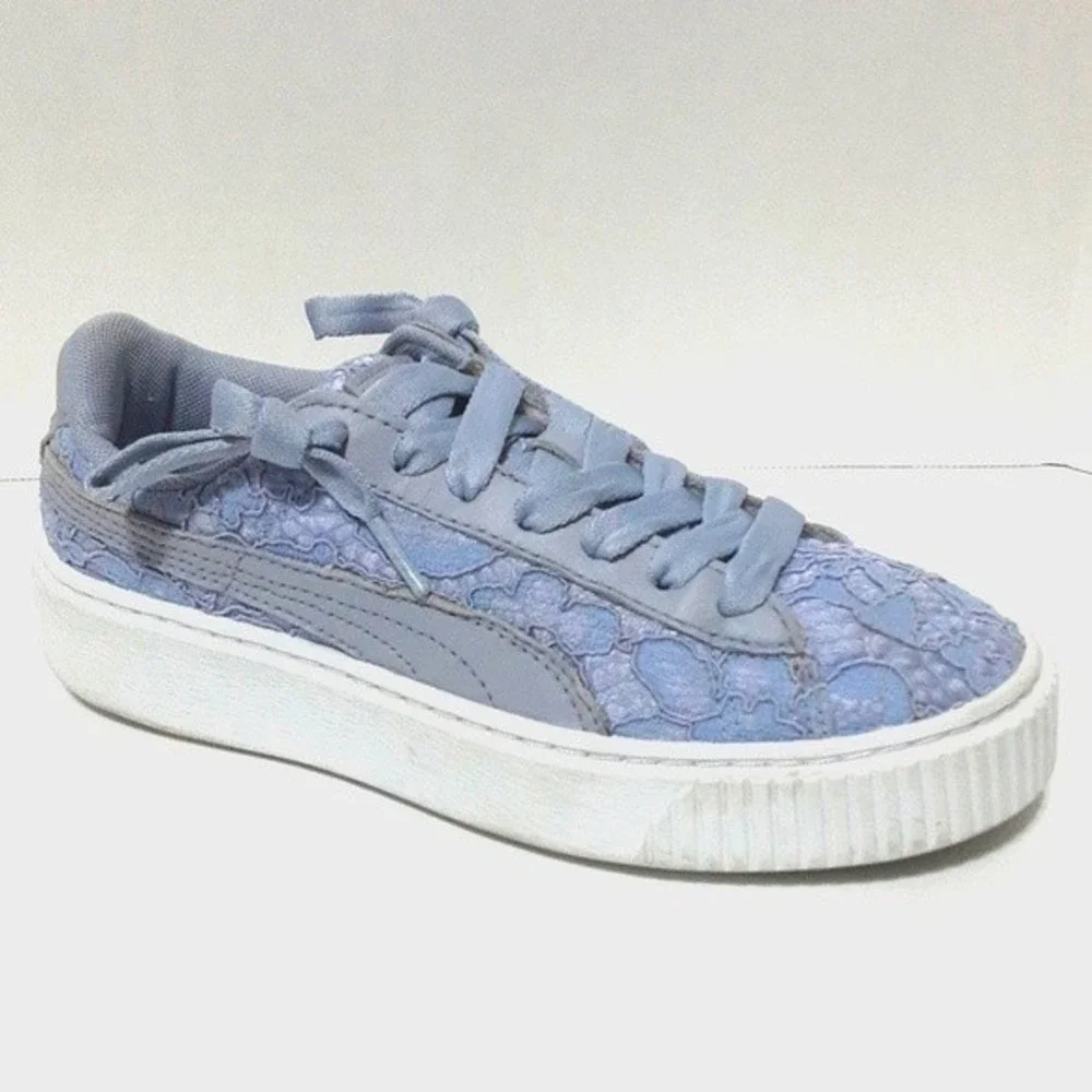 Puma Basket Platform Fo Icelandic Blue Low Top Sneakers US 6.5 Trendy Streetwear